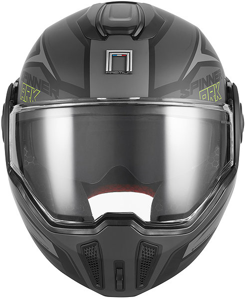NOX PREMIUM SPINNER ARK 2026 motorcycle helmet, matt black, fluo yellow, size S.