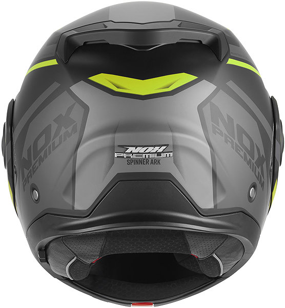 NOX PREMIUM SPINNER ARK 2026 motorcycle helmet, matt black, fluo yellow, size S.