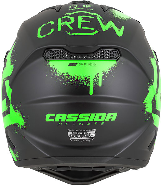 Motoros sisak CASSIDA Cross Cup 2 Crew Junior 2026-os gyerek sisak, matt fekete/fluo zöld, S-es méret ...