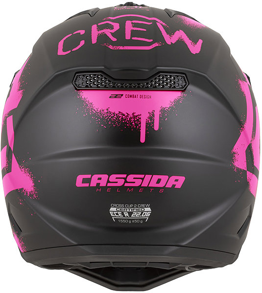 CASSIDA Cross Cup 2 Crew 2026 motorcycle helmet, matt black/fluo pink, size M