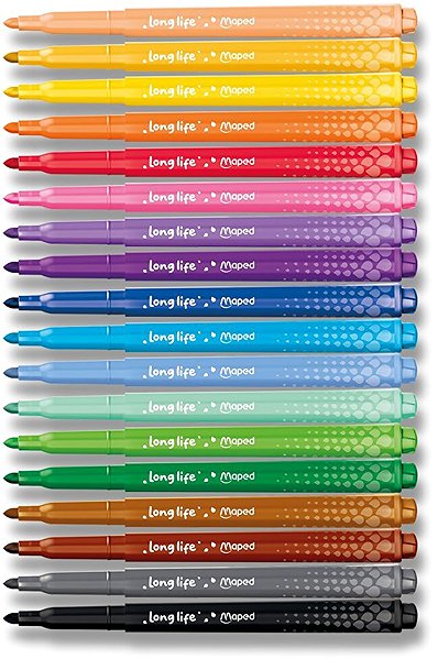 Filzstifte MAPED Long Life 2.0, 18 Farben ...