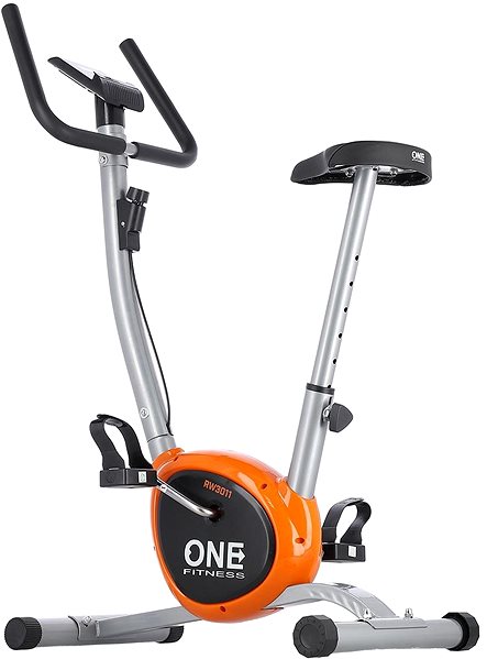 Szobabicikli ONE Fitness RW3011 mechanikus szobakerékpár, ezüst-narancsszín Oldalnézet