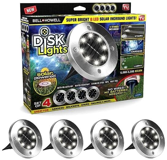 Záhradné osvetlenie Súprava kruhových solárnych svetiel 4 ks – Disk Lights Obsah balenia