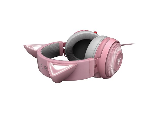 Gamer fejhallgató Razer Kraken Kitty Quartz Chroma USB Gaming Headset Oldalnézet