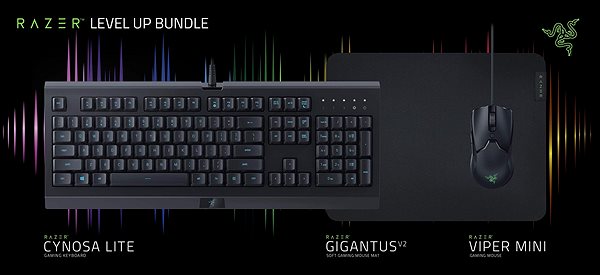 Tastatur/Maus-Set Razer Level Up Bundle - Cynosa Lite + Gigantus V2 Medium + Viper Mini - US Mermale/Technologie