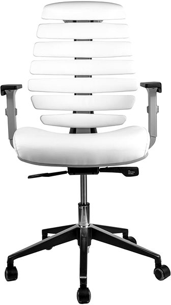 Office Chair MERCURY STAR Fish Bones grey plastic, white leatherette ...