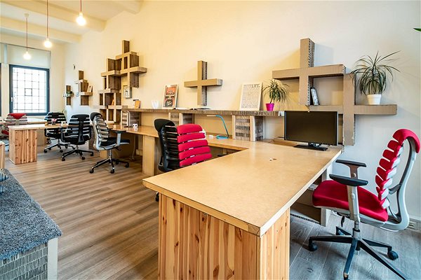 Office Chair MERCURY STAR Fish Bones grey plastic, white leatherette ...