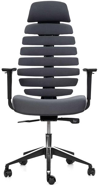Office Chair MERCURY STAR Fish Bones PDH, 3D armrests, black plastic, dark grey ...