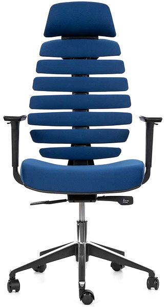 Office Chair MERCURY STAR Fish Bones PDH, 3D armrests, black plastic, blue ...