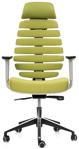 Office Chair MERCURY STAR Fish Bones PDH, 3D armrests, grey plastic, green ...