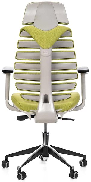 Office Chair MERCURY STAR Fish Bones PDH, 3D armrests, grey plastic, green ...