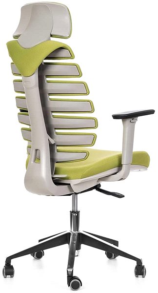 Office Chair MERCURY STAR Fish Bones PDH, 3D armrests, grey plastic, green ...
