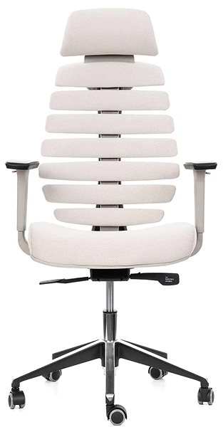 Office Chair MERCURY STAR Fish Bones PDH, 3D armrests, grey plastic, off-white ...
