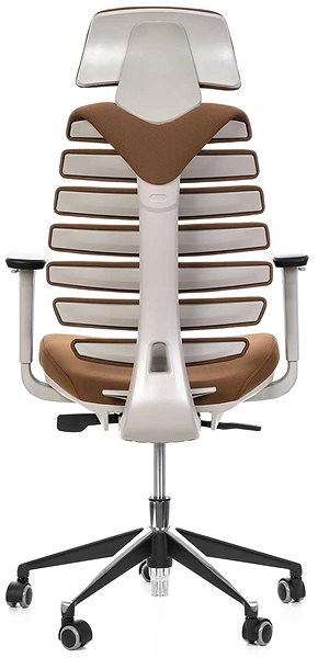 Office Chair MERCURY STAR Fish Bones PDH, 3D armrests, grey plastic, brown ...
