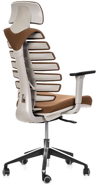 Office Chair MERCURY STAR Fish Bones PDH, 3D armrests, grey plastic, brown ...