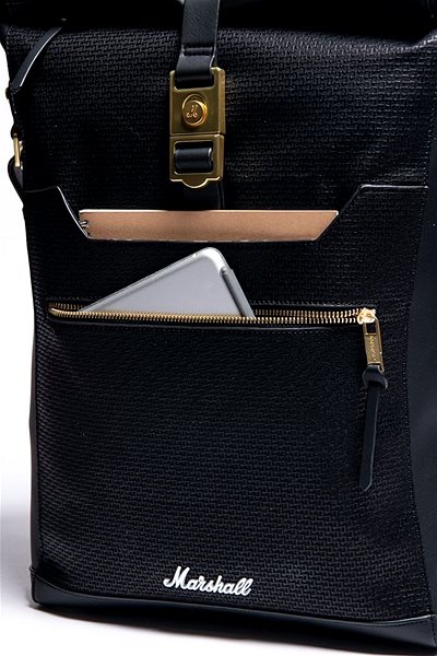 City-Rucksack Marshall Downtown Roll Top Black/Gold Mermale/Technologie