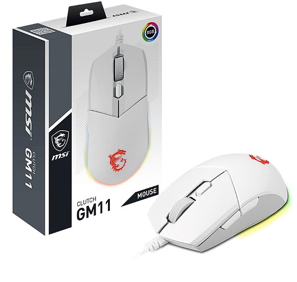 Gaming-Maus cMSI Clutch GM11 WHITE Gaming Mouse Verpackung/Box