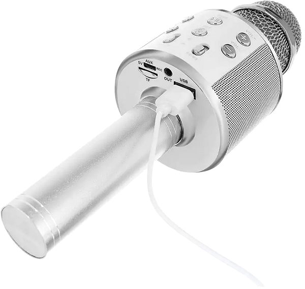 Mikrofón MG Bluetooth Karaoke mikrofón s reproduktorom, strieborný ...