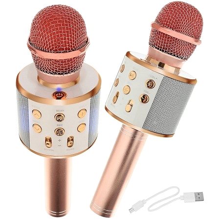 Mikrofón MG Bluetooth Karaoke mikrofón s reproduktorom, ružovozlatý ...