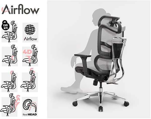 Office Chair MOSH Airflow 690 black/white ...