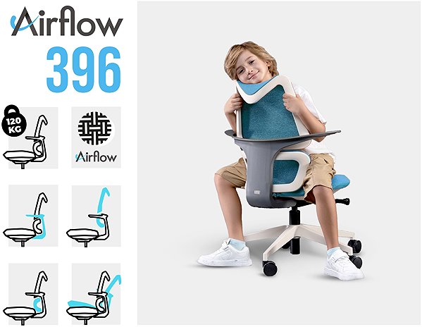 Gyerek íróasztal szék MOSH Airflow 396 - kék ...