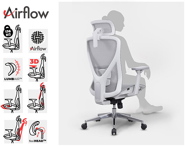 Office Chair MOSH Airflow 650 grey ...