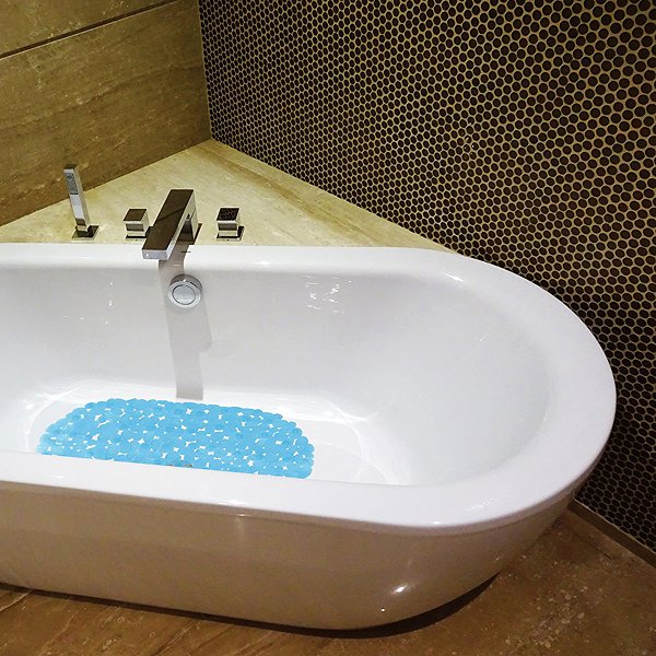 Anti-slip bath mat MSV Anti-slip bath mat Galets, clear blue, 35 × 68 cm .