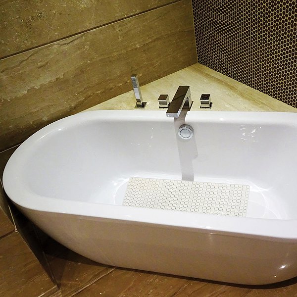 Anti-slip bath mat MSV Anti-slip bath mat Quadro, white, 36 × 76 cm .