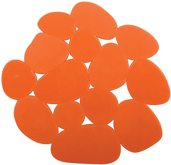 Anti-slip bath mat MSV set of 4 anti-slip bath mats Galets, orange 12 × 13 cm .