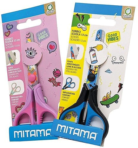 Kinderschere MITAMA GOOD VIBES blau/schwarz, 13 cm ...