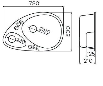 Gránit mosogató Metalac Inko ovális fekete mosogató tálcával X Granite Elipse 780 × 500 mm ...