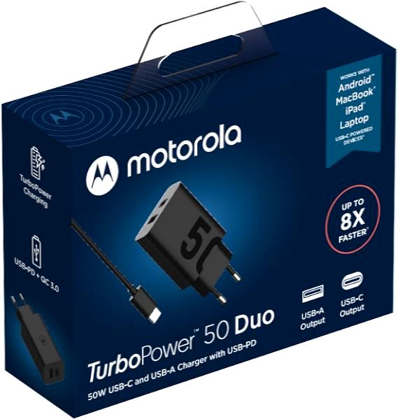 Nabíječka do sítě Motorola TurboPower 50W Duo USB-C + USB-A w/ USB-C cable ...