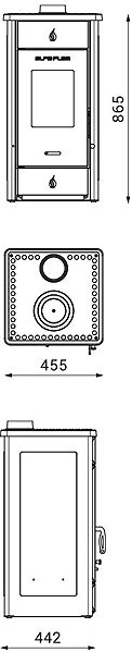 Fireplace stove Alfa Plam ELITA 3*CV ECO, red, 8 kW, flue 120 mm .