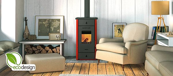 Fireplace stove Alfa Plam ELITA 3*CV ECO, red, 8 kW, flue 120 mm .