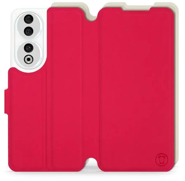 Puzdro na mobil Mobiwear Soft Touch flip na Honor 90 5G – Červené & Béžové ...
