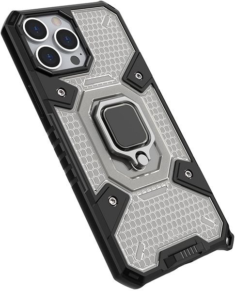 Kryt na mobil Capsule Ring plastový kryt na iPhone 13 Pro Max, čierny ...