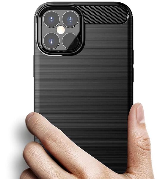Kryt na mobil Carbon Case Flexible silikónový kryt na iPhone 12 mini, čierny ...