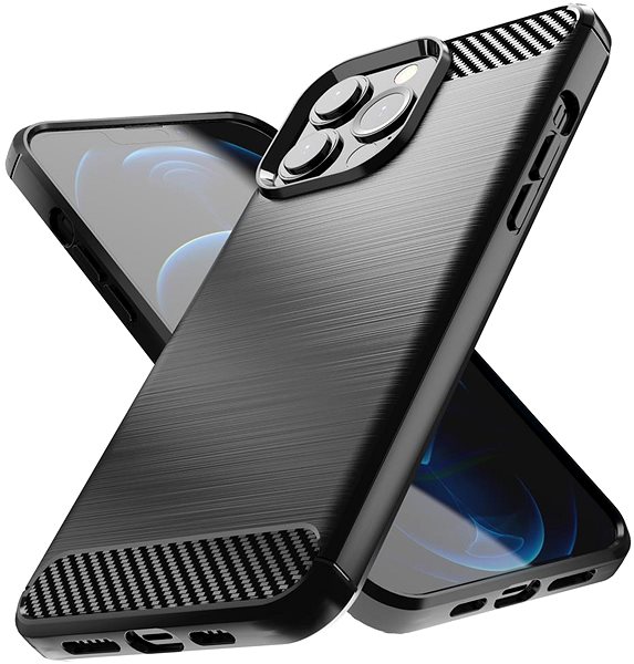 Kryt na mobil Carbon Case Flexible silikónový kryt na iPhone 13 Pro Max, čierny ...