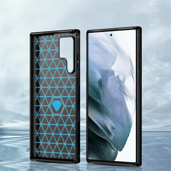 Kryt na mobil Carbon Case Flexible silikónový kryt na Samsung Galaxy S22 Ultra, čierny ...