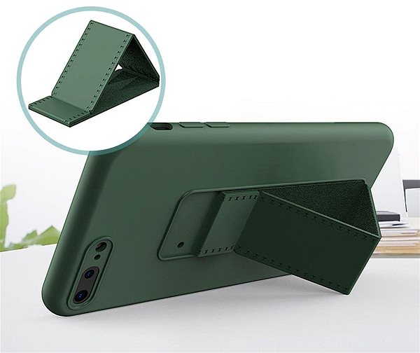 Kryt na mobil Kickstand silikónový kryt na iPhone 11 Pro, tmavo zelený ...