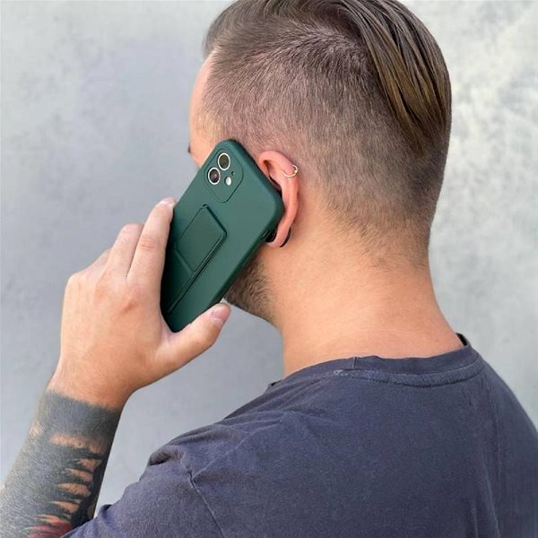 Kryt na mobil Kickstand silikonový kryt na iPhone 12 Pro, modrý ...