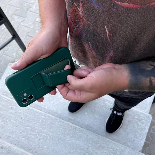 Kryt na mobil Kickstand silikonový kryt na iPhone 12, růžový ...