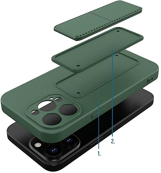 Kryt na mobil Kickstand silikónový kryt na iPhone 13 mini, čierny ...