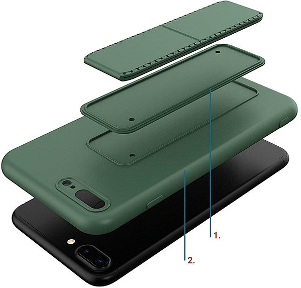 Kryt na mobil Kickstand silikónový kryt na iPhone 7/8 Plus, čierny ...