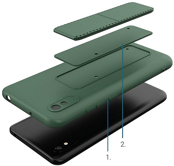 Kryt na mobil Kickstand silikónový kryt na Xiaomi Redmi 9C, modrý ...