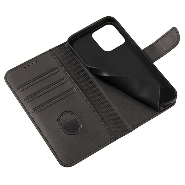Puzdro na mobil Magnet knižkové kožené puzdro na iPhone 13 mini, čierne ...