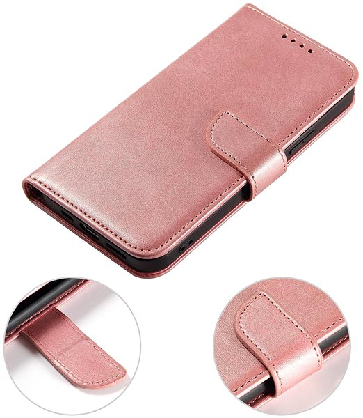 Puzdro na mobil Magnet knižkové kožené puzdro na iPhone 14 Pro, ružové ...