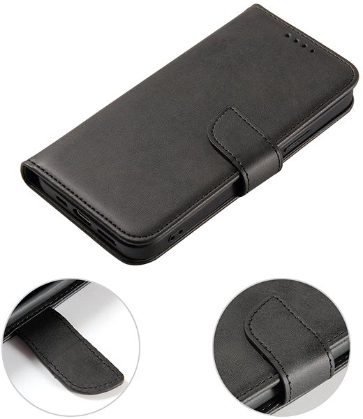 Puzdro na mobil Magnet knižkové kožené puzdro na iPhone 14, čierne ...