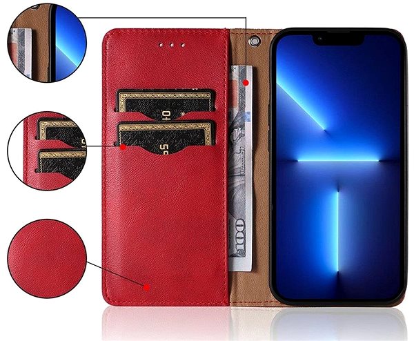 Puzdro na mobil Magnet Strap knižkové kožené puzdro na Samsung Galaxy A13 5G, červené ...