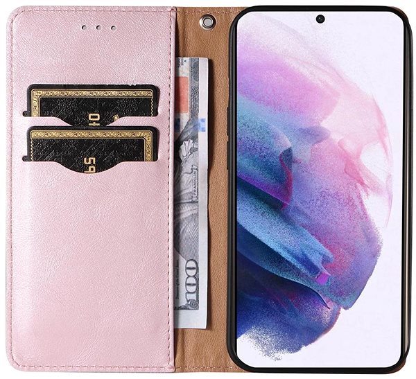 Puzdro na mobil Magnet Strap knižkové kožené puzdro na Samsung Galaxy S22 Plus, ružové ...